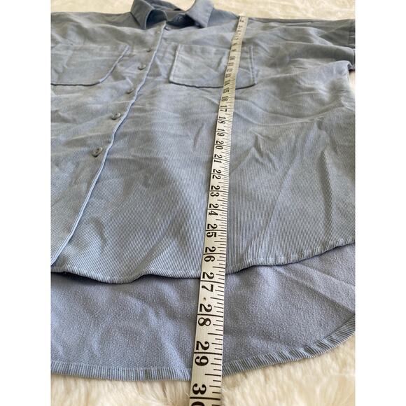 Zara Blue Corduroy Long Sleeve Shirt Relaxed Fit Button Down Top - Picture 7 of 7